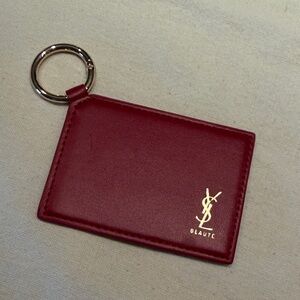 Yves Saint Laurent Burgundy Leather Keychain Card Holder